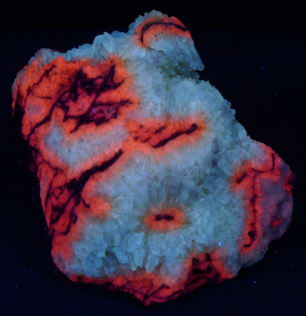 White and orange calcite; 10 cm