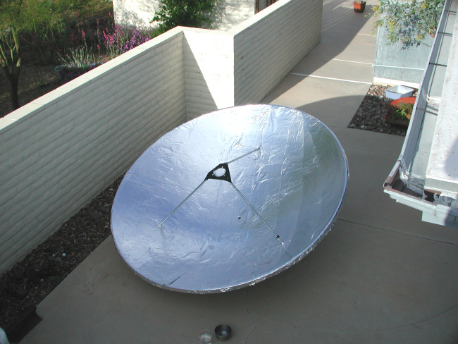 Solar cooker in yard